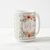 Mug Joli monogramme d'aquarelle florale (Devant droit)