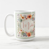 Mug Joli monogramme d'aquarelle florale (Gauche)
