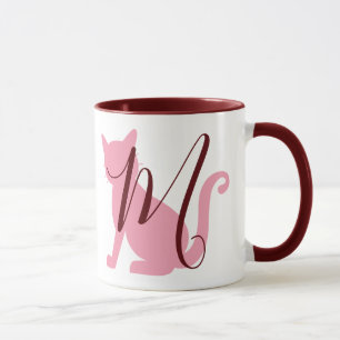 Mug Joli Monogramme de chat rose