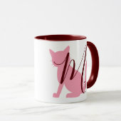 Mug Joli Monogramme de chat rose (Devant droit)