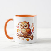 Mug Joli monogramme de chouette saisonnier d'automne (Gauche)