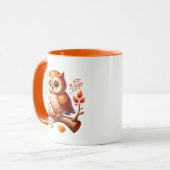 Mug Joli monogramme de chouette saisonnier d'automne (Devant gauche)