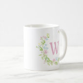 Mug Joli Monogramme de couronne de fleurs rose (Devant droit)