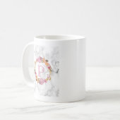 Mug Joli Monogramme de couronne de fleurs rose (Devant gauche)