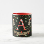 Mug Joli Monogramme de Noël rétro "A" avec le nom (Centre)