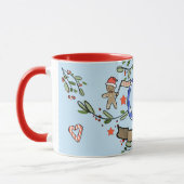 Mug Joli Monogramme de Noël rétro "C" avec le nom (Gauche)