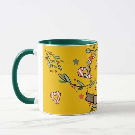 Mug Joli Monogramme de Noël rétro "Z" avec nom (Gauche)