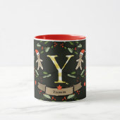 Mug Joli Monogramme de Noël "Y" avec le nom (Centre)