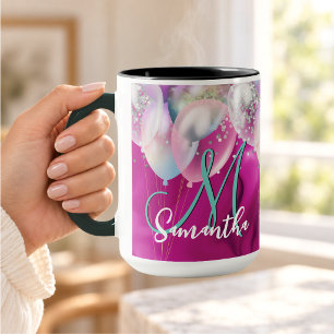 Mug Joli monogramme en ballon de fausse brillance arge