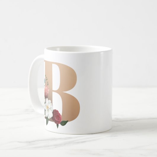 Mug Joli Monogramme Floral B, (Devant gauche)