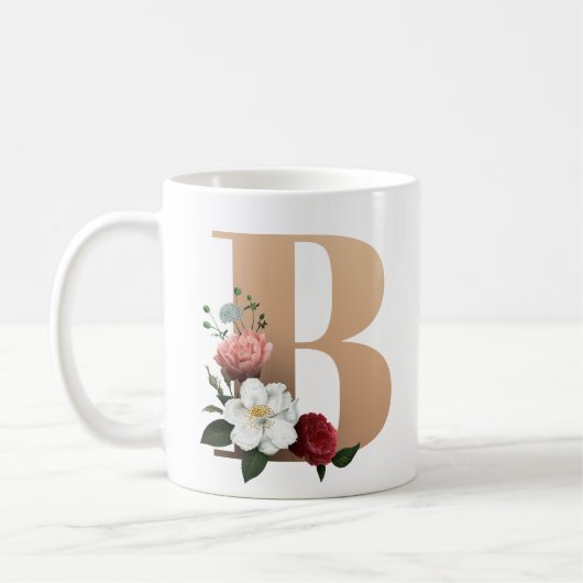 Mug Joli Monogramme Floral B, (Gauche)
