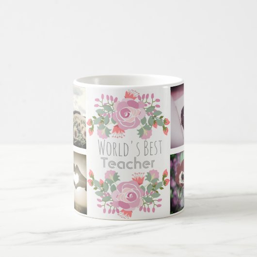 Mug Joli monogramme floral personnalisé et images (Centre)