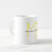 Mug Joli Monogramme Jaune Blanc Moderne Minimaliste (Devant gauche)
