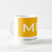 Mug Joli Monogramme Jaune Blanc Moderne Plaine (Devant gauche)