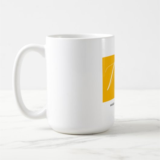 Mug Joli Monogramme Jaune Blanc Moderne Plaine (Gauche)