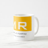 Mug Joli Monogramme Jaune Blanc Votre Nom (Devant droit)