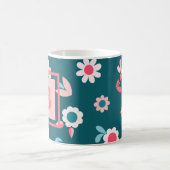 Mug Joli Monogramme moderne rose et Turquoise motif fl (Centre)