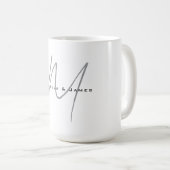 Mug Joli Monogramme Noir Blanc Gris Calligraphie (Devant droit)