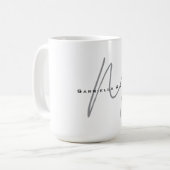 Mug Joli Monogramme Noir Blanc Gris Calligraphie (Devant gauche)