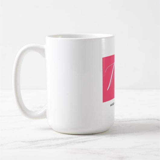 Mug Joli Monogramme rose blanc moderne (Gauche)