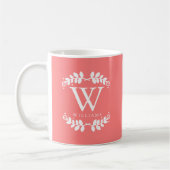 Mug Joli monogramme rose corail (Gauche)