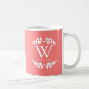 Mug Joli monogramme rose corail
