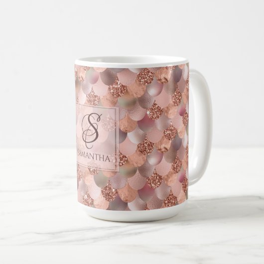 Mug Joli monogramme rose de sirène d'or (Devant droit)