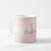 Mug Joli Monogramme rose personnalisable et votre nom (Devant gauche)