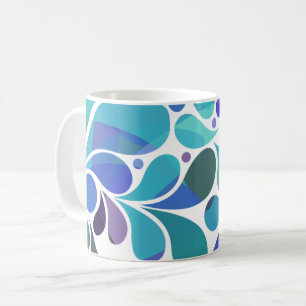 Mug Joli motif aquarelle bleu aqua et violet de style