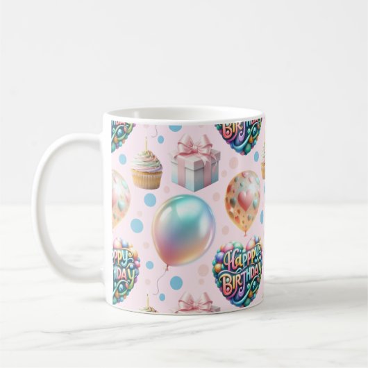 Mug Joli motif d'anniversaire pastel (Gauche)
