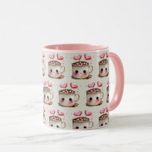 Mug Joli motif de chocolat chaud à l'aquarelle rose et