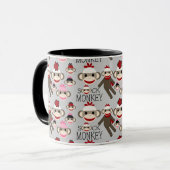 Mug Joli Motif de collage de singes rouges et roses (Devant gauche)