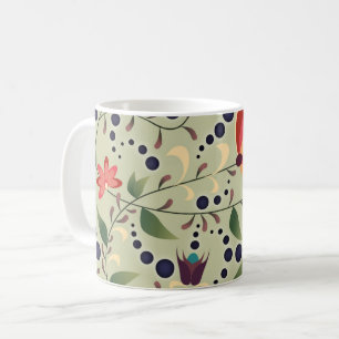 Mug Joli motif de fleurs abstraites sur fond vert saug