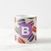 Mug Joli motif de macaron pointillé violet monogramme (Centre)