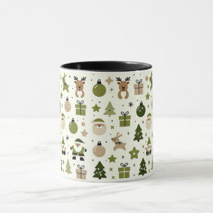 Mug Joli Motif de Noël avec Père Noël, Reindeer, Cadea
