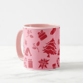 Mug Joli Motif de Noël rose rouge rose (Devant gauche)