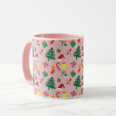 Mug Joli Motif de Noël rose rouge rose joyeux (Devant gauche)