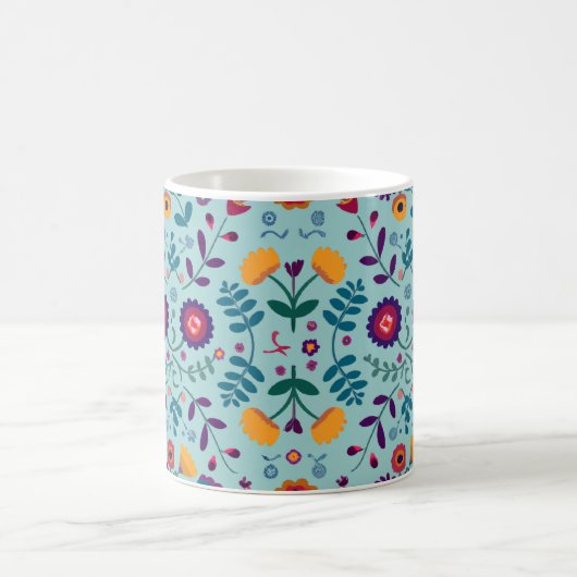Mug Joli Motif Fleurs d'Art Folk (Centre)