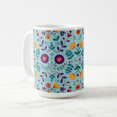 Mug Joli Motif Fleurs d'Art Folk (Devant gauche)