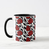 Mug Joli motif floral en rouge, noir et blanc (Gauche)