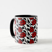 Mug Joli motif floral en rouge, noir et blanc (Devant gauche)