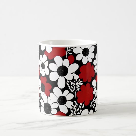 Mug Joli motif floral en rouge, noir et blanc (Centre)
