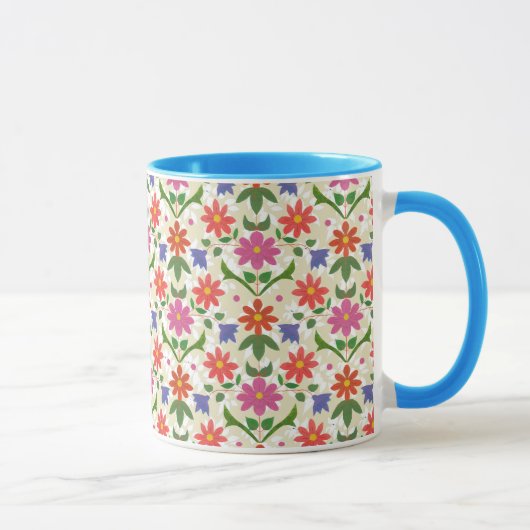 Mug Joli motif floral et Pois sur Ecru (Droite)