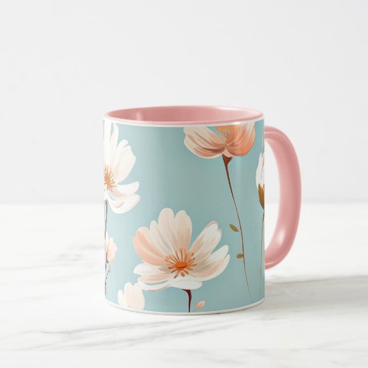 Mug Joli motif floral Pastel, généré par l'IA, (Devant droit)