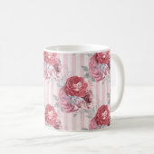Mug Joli motif floral rayé rose (Devant droit)