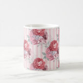 Mug Joli motif floral rayé rose (Centre)