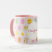 Mug Joli Motif Oeuf Peint de Pâques Nom rose (Devant gauche)