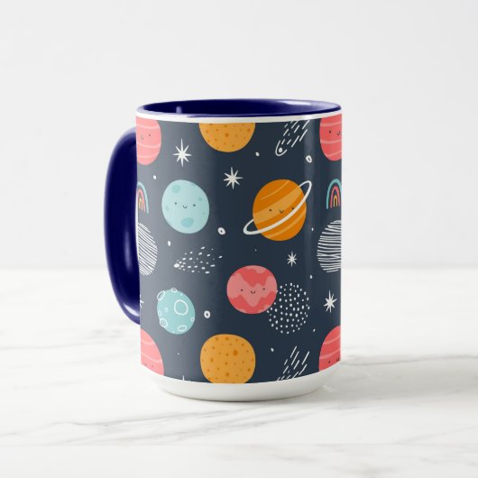 Mug Joli Motif Planète Souriante (Devant gauche)