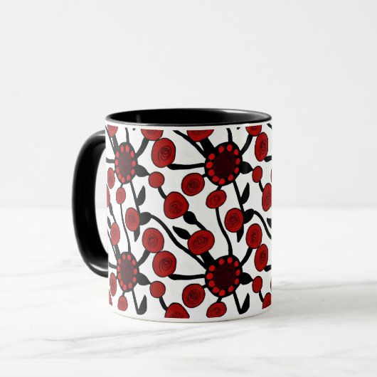 Mug Joli Motif rouge, noir et blanc (Devant gauche)