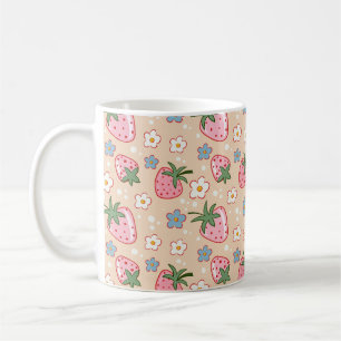 Mug Joli motif sans couture de fraise et de marguerite